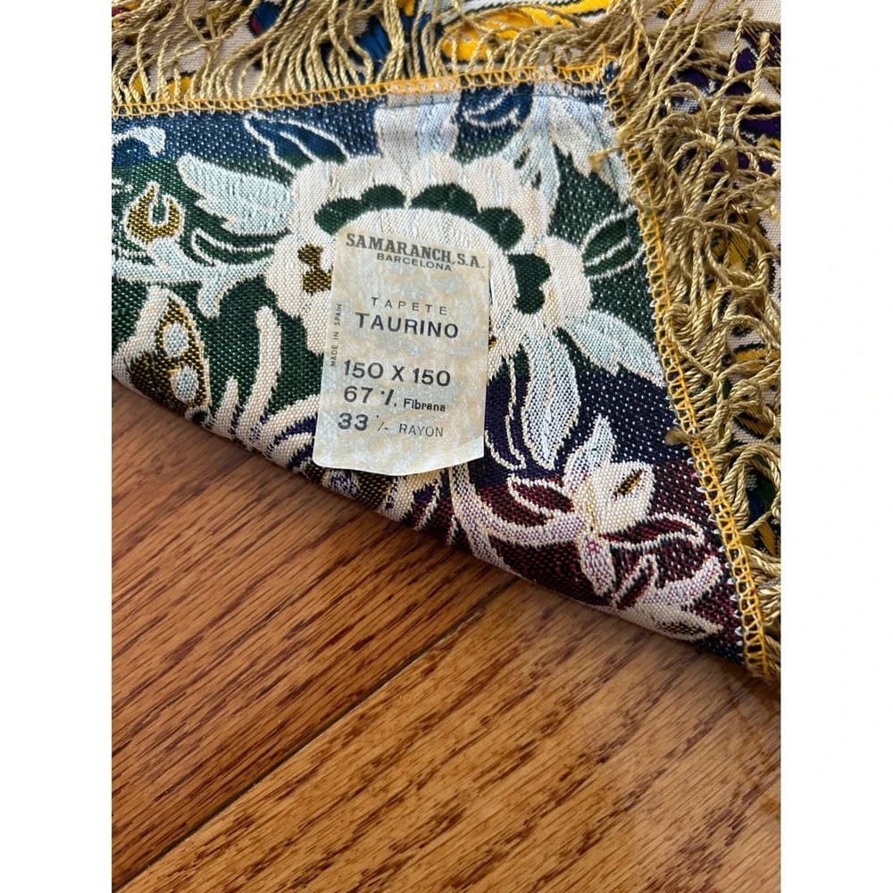 Vintage Samaranch Barcelona Tapete Taurino Spanish Bullfight Tapestry
